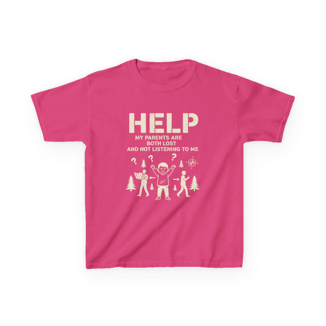 Kids T‑Shirt — "HELP My Parents Are Both Lost And Not Listening To Me" Funny Holiday Graphic