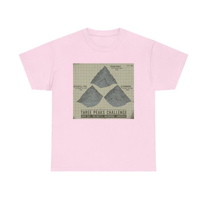 Three Peaks Challenge Graphic T-Shirt — Retro UK Mountain Summit Tee