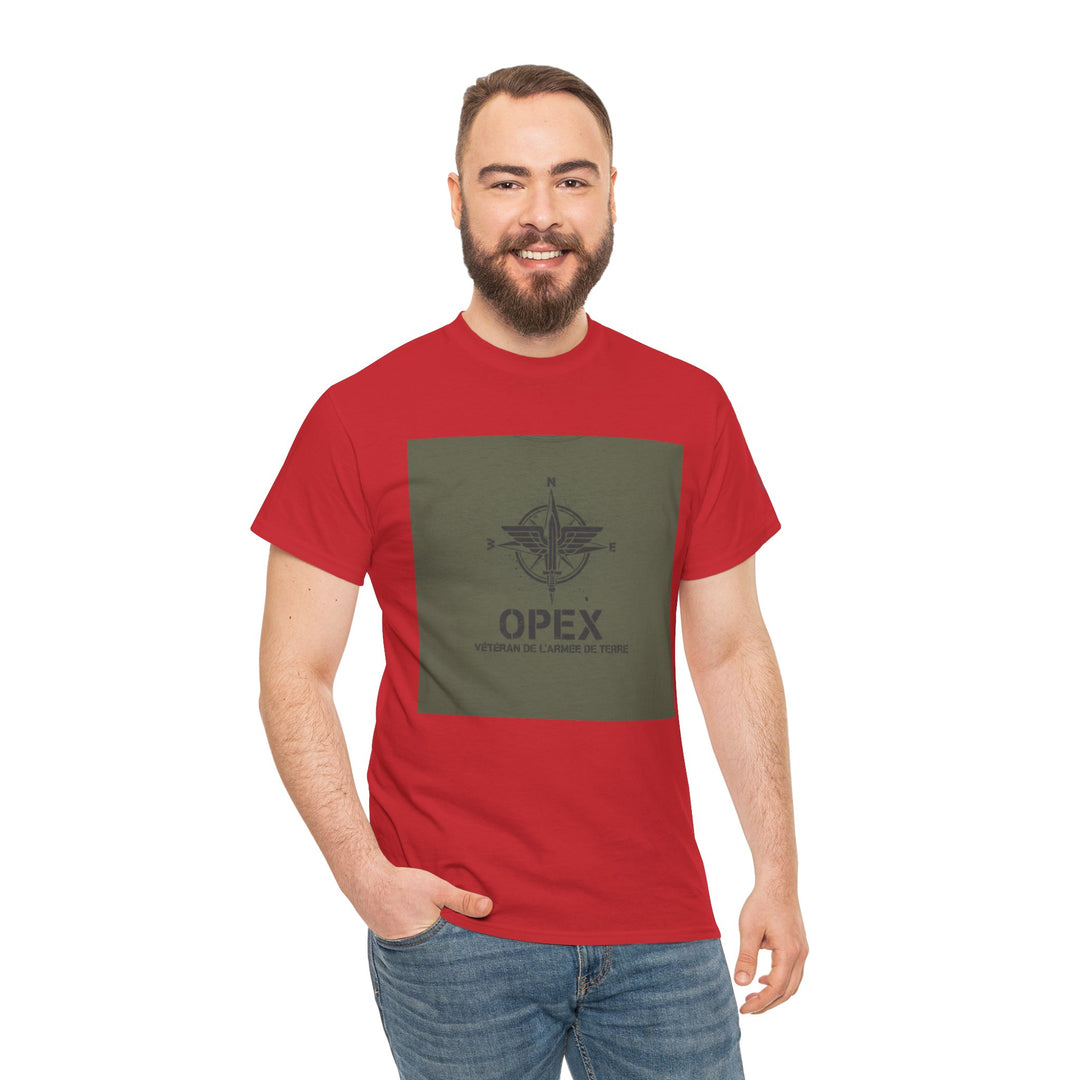 Red OPEX T-shirt by S&amp;W Gallus with the text "VETERAN DE L&