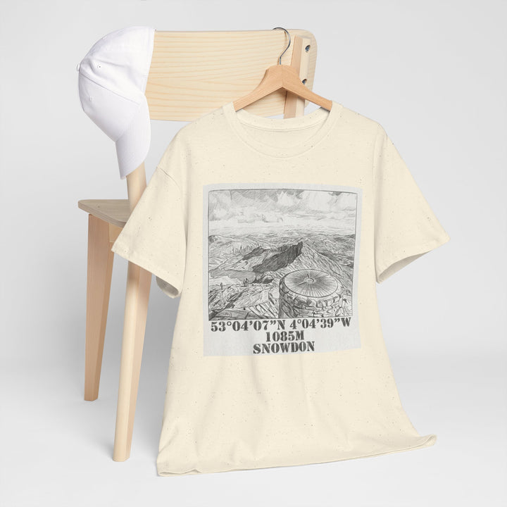 Snowdon Mountain Tee — Vintage Map Illustration with Coordinates