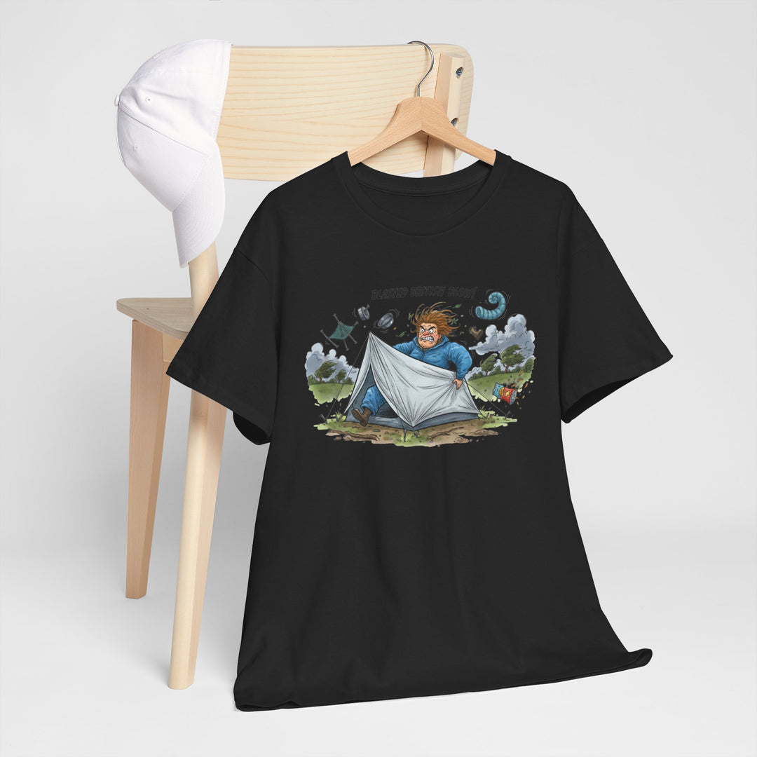 Blasted British Blow Graphic T-Shirt — Retro UK Camping Adventure Tee