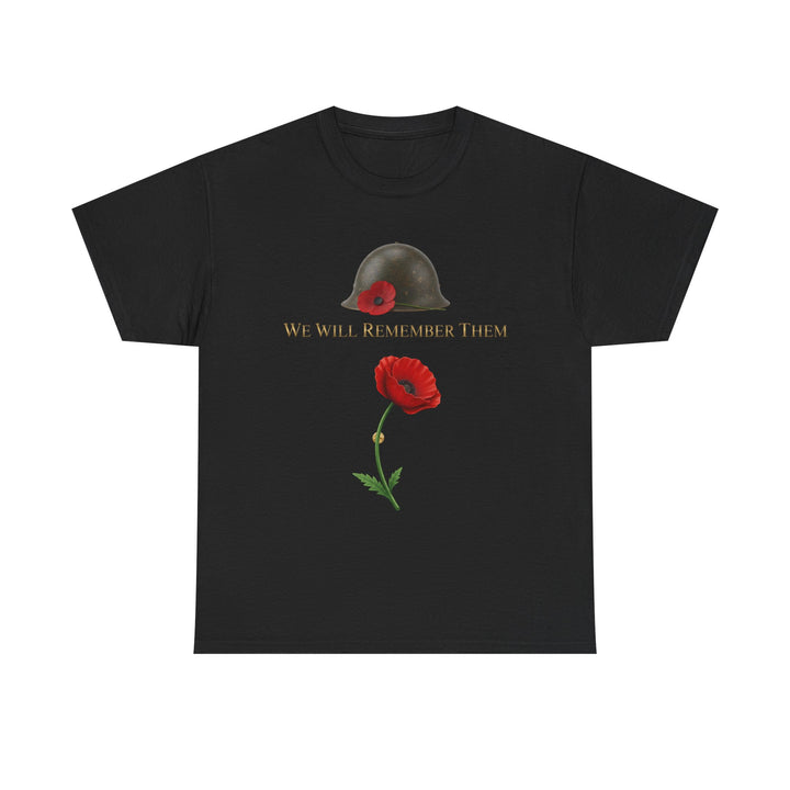 Poppy &amp; Helmet T-Shirt — Remembrance Floral Military Tribute Tee