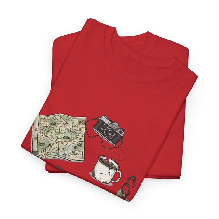 Retro Mountain Camping Gear Graphic T-Shirt - Outdoor Adventure Tee
