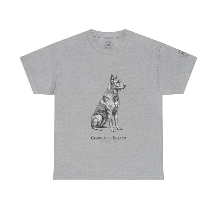 Gray graphic tee by S&amp;W Gallus featuring a dog illustration and &