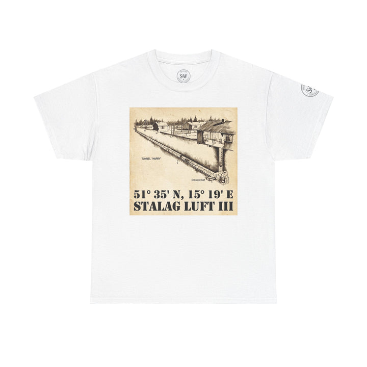 WW2 Stalag Luft III Coordinates Graphic Tee