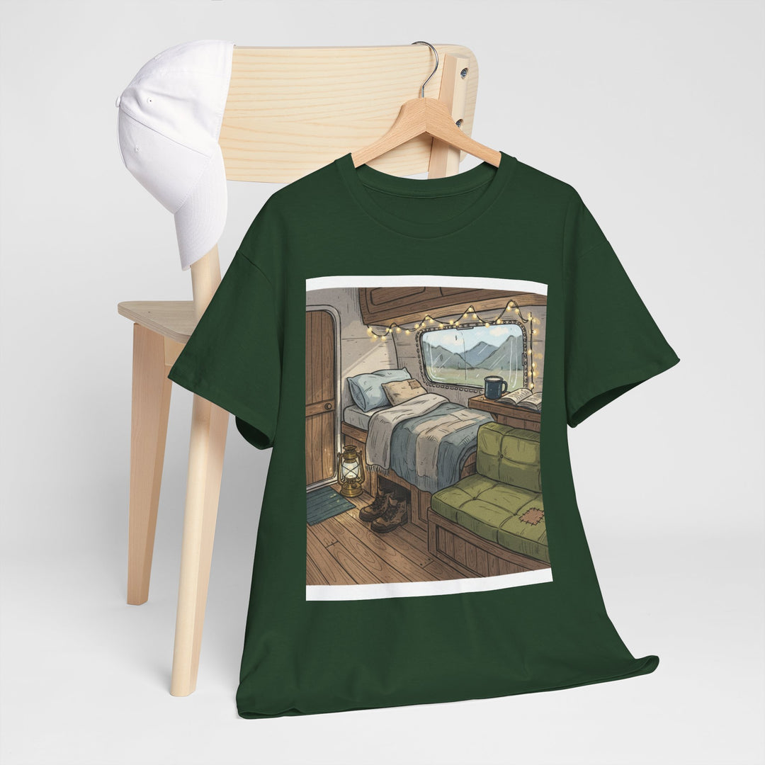 Retro Van Life Interior Graphic T-Shirt - Cozy Camper Van Aesthetic Tee