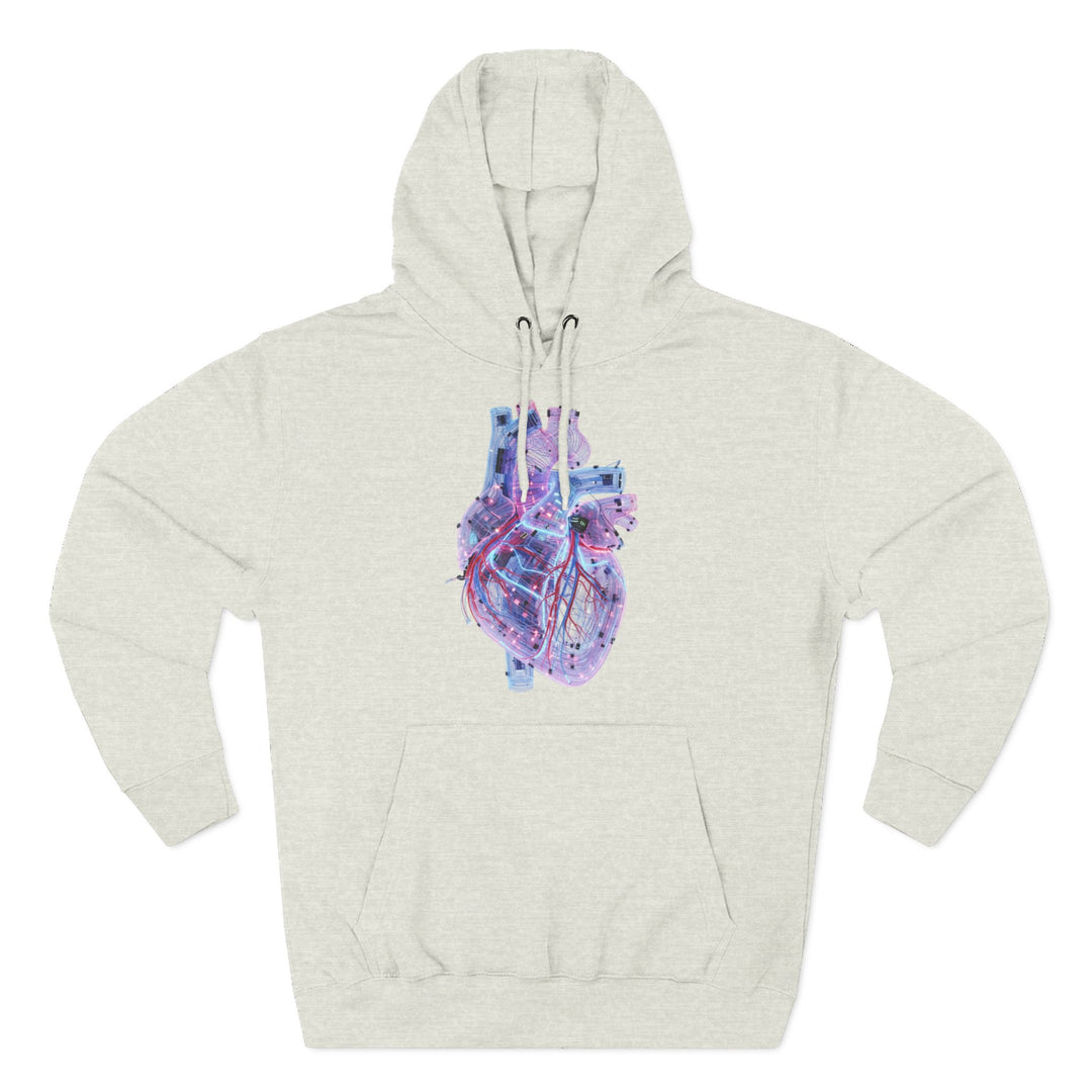 Light gray hoodie with a heart graphic by S&amp;W Gallus, featuring a drawstring hood and front pouch pocket.