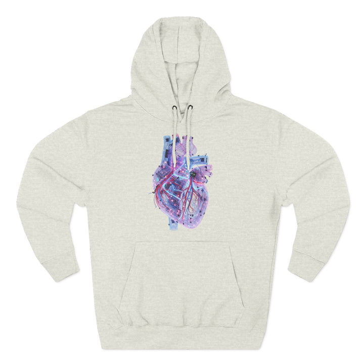 Light gray hoodie with a heart graphic by S&amp;W Gallus, featuring a drawstring hood and front pouch pocket.
