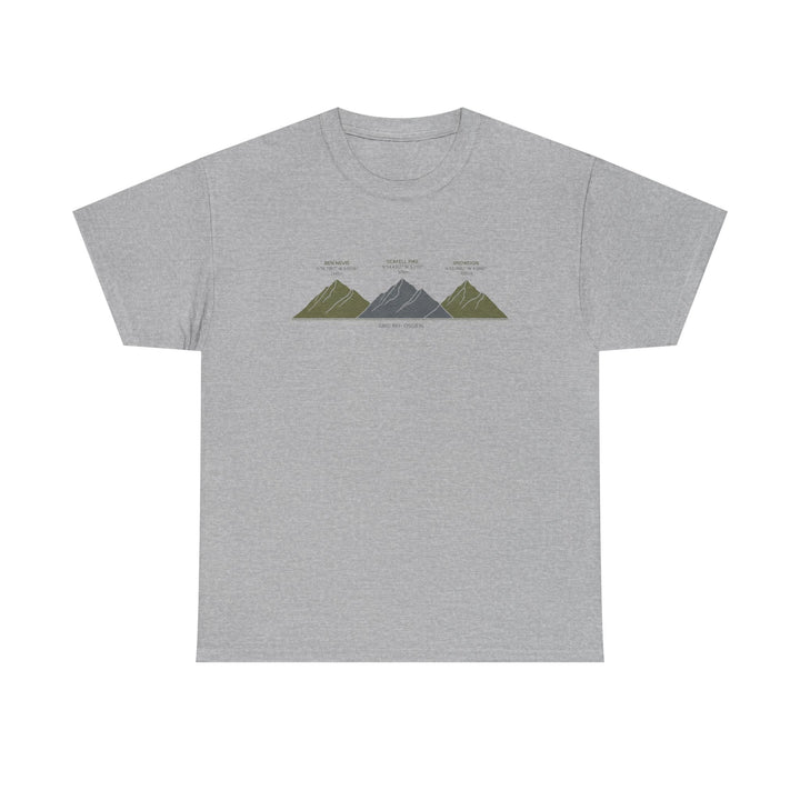 Three Peaks Challenge Graphic T-Shirt — Retro UK Mountain Hiking Tee