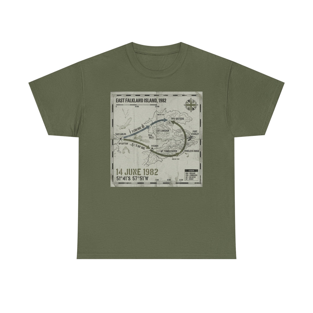 East Falkland 1982 Map T-Shirt — Port Stanley Victory Graphic
