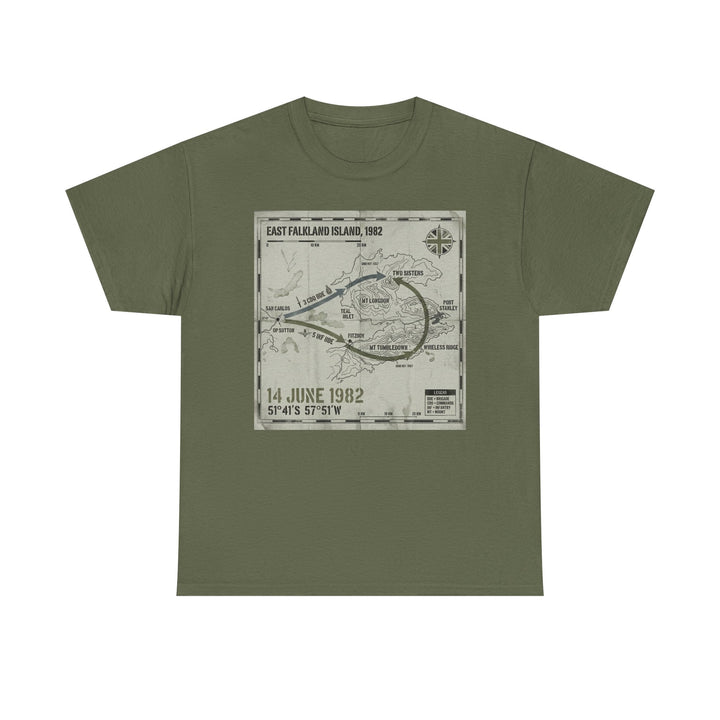 East Falkland 1982 Map T-Shirt — Port Stanley Victory Graphic