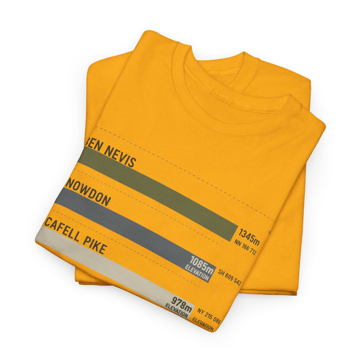 Three Peaks Challenge Graphic T-Shirt — Retro UK Mountain Hiking Tee