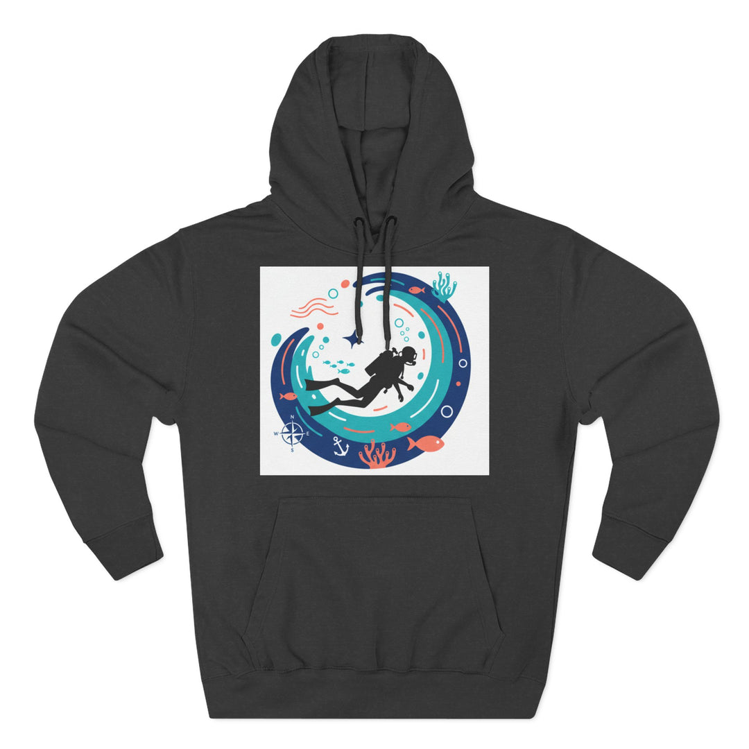 Black Diver Moon Graphic Hoodie by S&amp;W Gallus with a scuba diver and sea life design.
