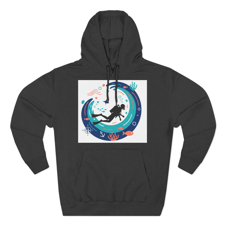 Black Diver Moon Graphic Hoodie by S&amp;W Gallus with a scuba diver and sea life design.