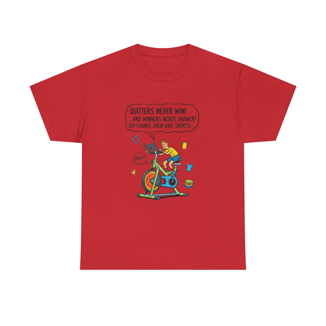 Spin Motivational Tee – soft, breathable cotton featuring an inspiring cycling graphic. Perfect for spin classes, workouts, and active lifestyle wear.