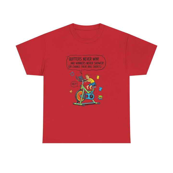 Spin Motivational Tee – soft, breathable cotton featuring an inspiring cycling graphic. Perfect for spin classes, workouts, and active lifestyle wear.