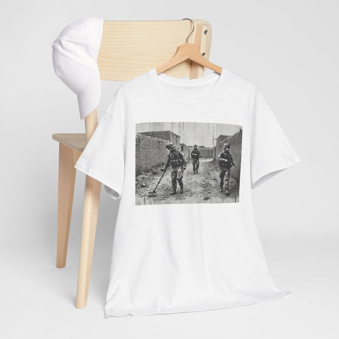 Helmand Vallon Patrol T-Shirt - Vintage Military Graphic Tee - Black &amp; White