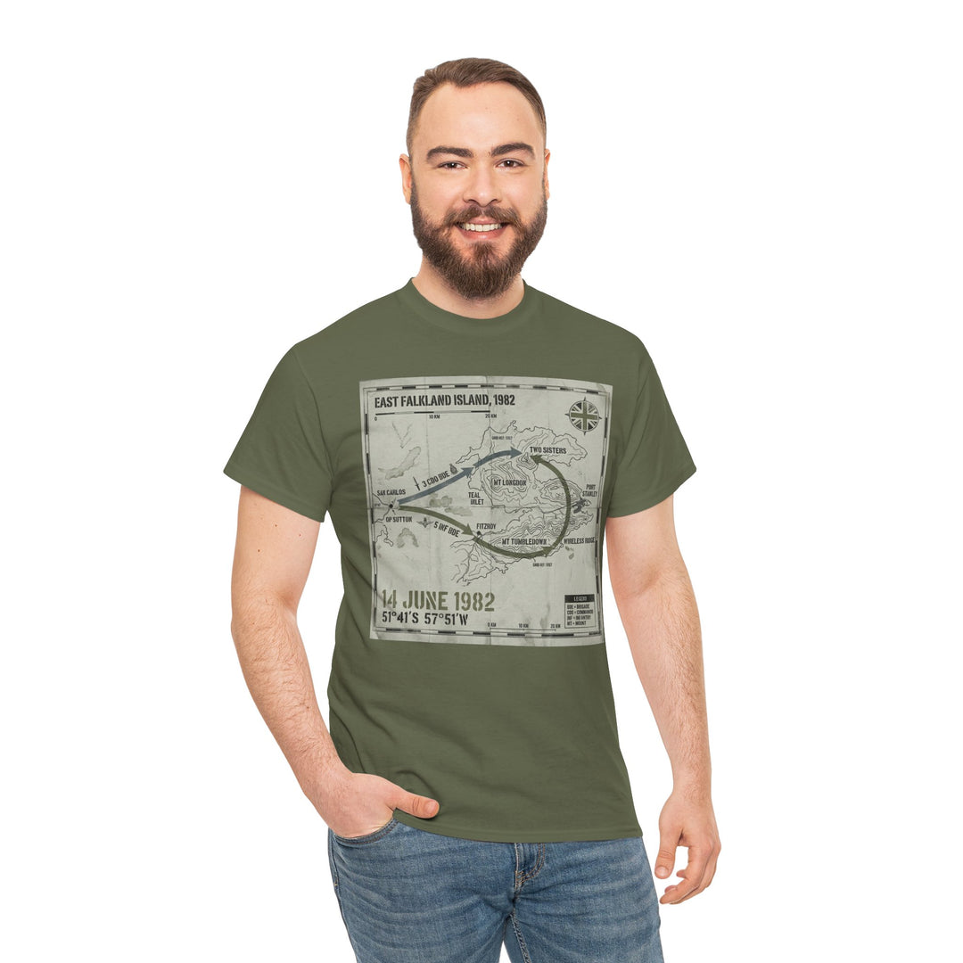 East Falkland 1982 Map T-Shirt — Port Stanley Victory Graphic