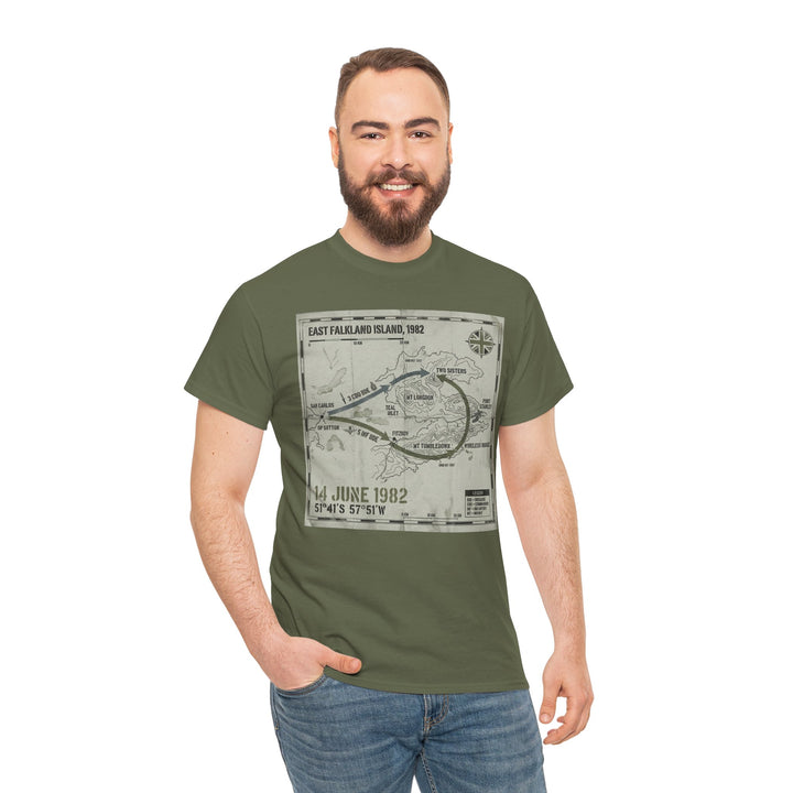 East Falkland 1982 Map T-Shirt — Port Stanley Victory Graphic