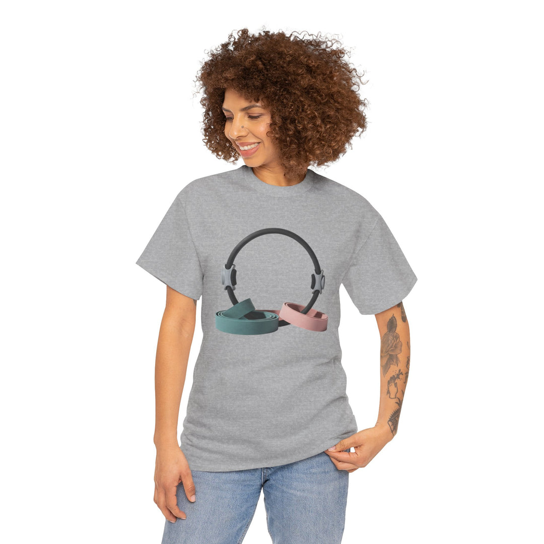 Pilates Band Workout Shirt – soft, breathable fabric designed for resistance band exercises. Comfortable, flexible, and perfect for Pilates sessions or workouts.
