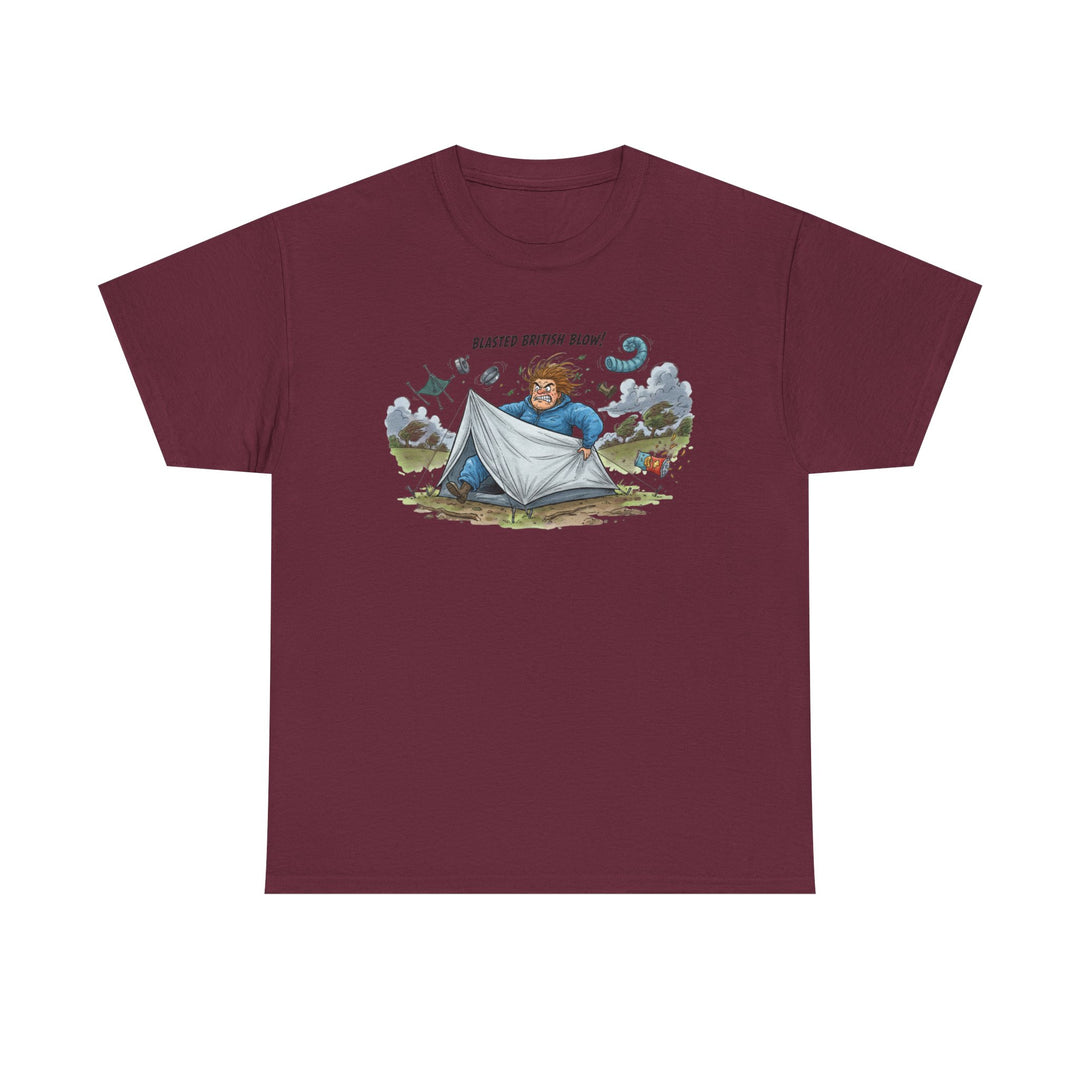 Blasted British Blow Graphic T-Shirt — Retro UK Camping Adventure Tee