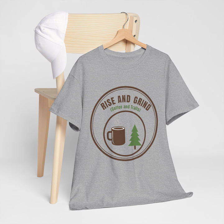 Rise and Grind Coffee T-Shirt - Vintage Camping &amp; Hiking Tee