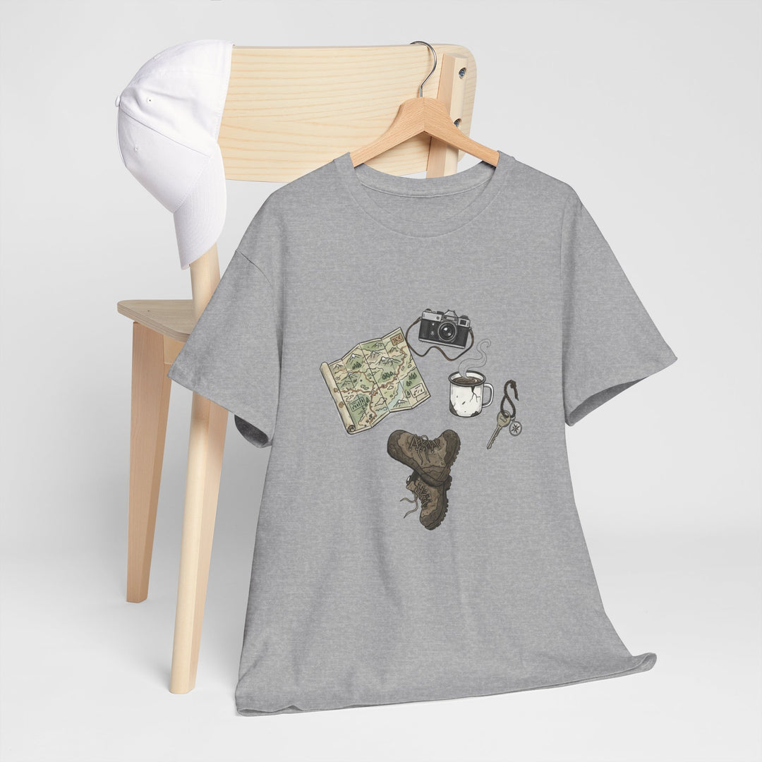 Retro Mountain Camping Gear Graphic T-Shirt - Outdoor Adventure Tee
