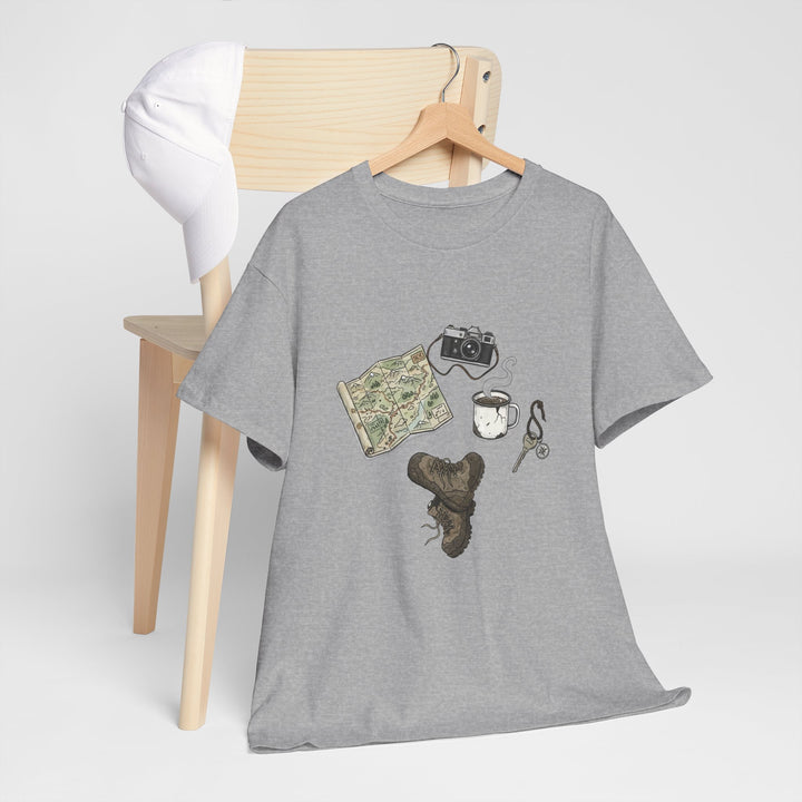 Retro Mountain Camping Gear Graphic T-Shirt - Outdoor Adventure Tee