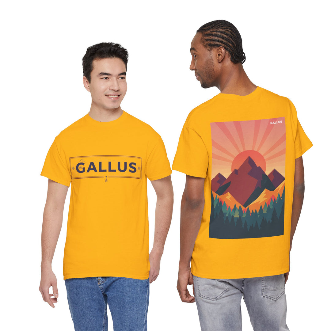 T-Shirt — Gallus Mountain Graphic Tee (Sunrise Landscape Back Print)