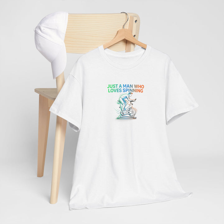 Spinner Enthusiast T-Shirt — "Just a Man Who Loves Spinning" Graphic Tee