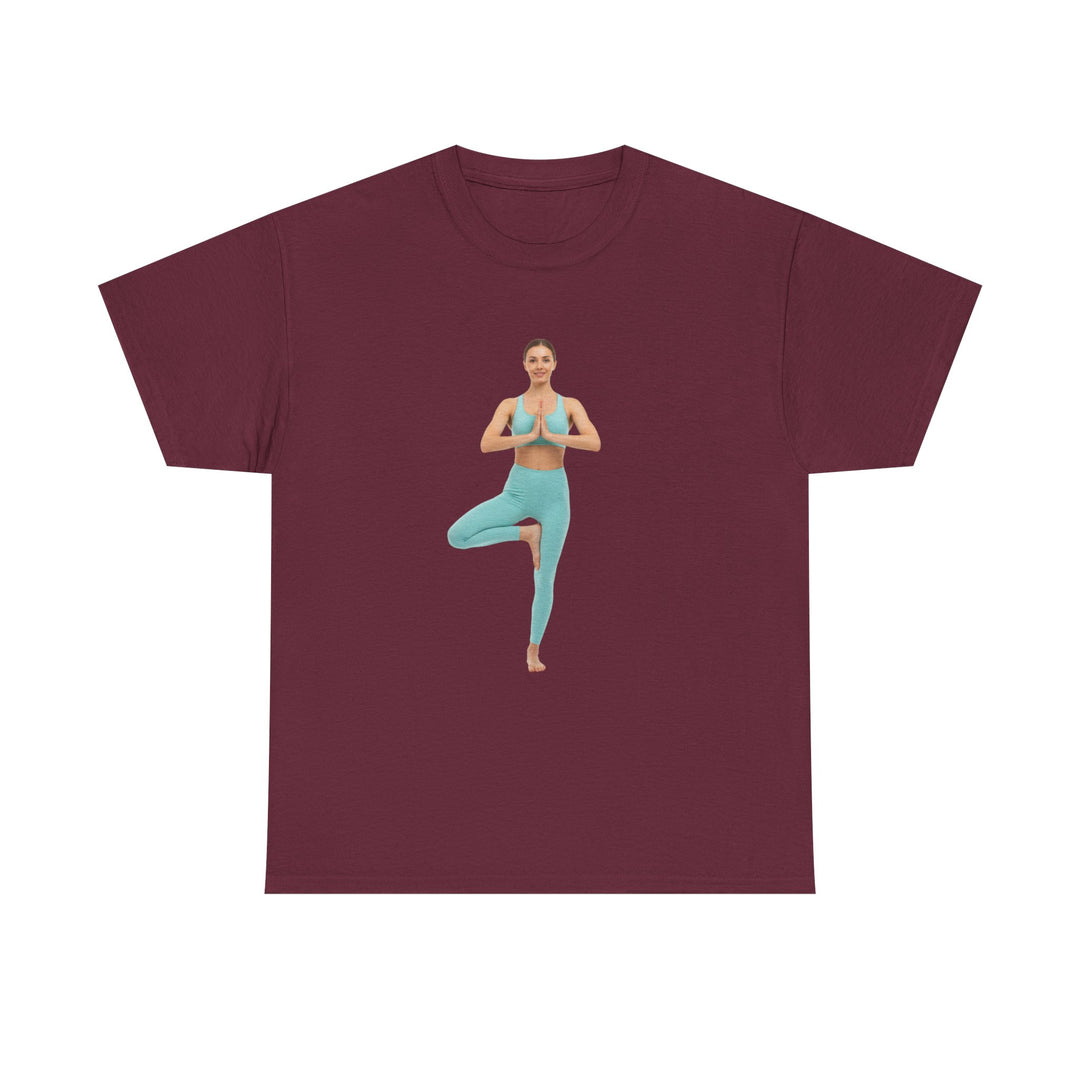 Yoga Pose Tee – soft, breathable cotton featuring a stylish yoga pose design. Perfect for yoga practice, meditation, or casual mindful lifestyle wear.