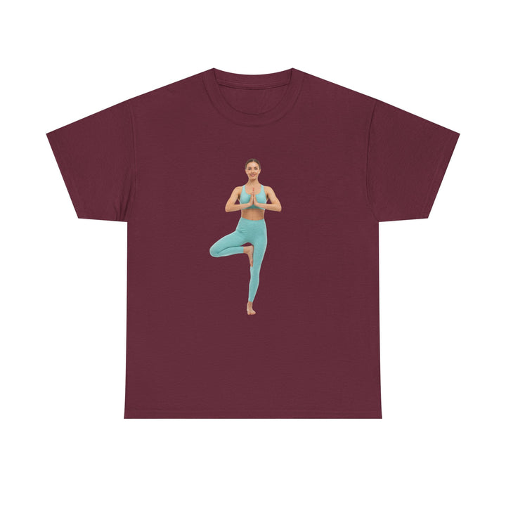 Yoga Pose Tee – soft, breathable cotton featuring a stylish yoga pose design. Perfect for yoga practice, meditation, or casual mindful lifestyle wear.