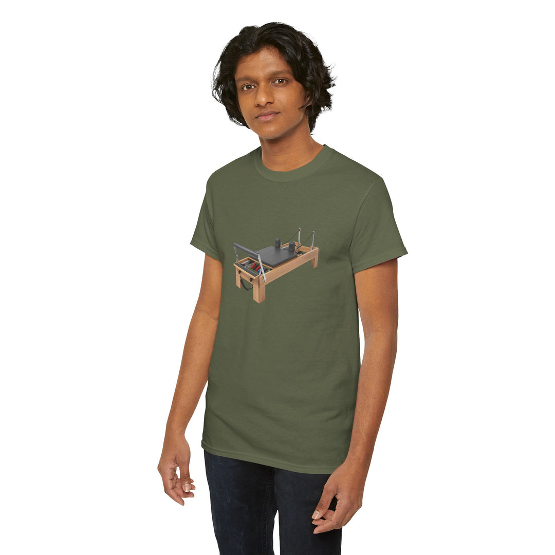 Pilates Reformer Tee – soft, breathable cotton designed for Pilates sessions. Comfortable, flexible, and perfect for reformer workouts or casual wear.