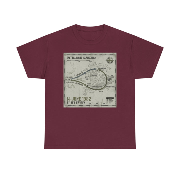 East Falkland 1982 Map T-Shirt — Port Stanley Victory Graphic
