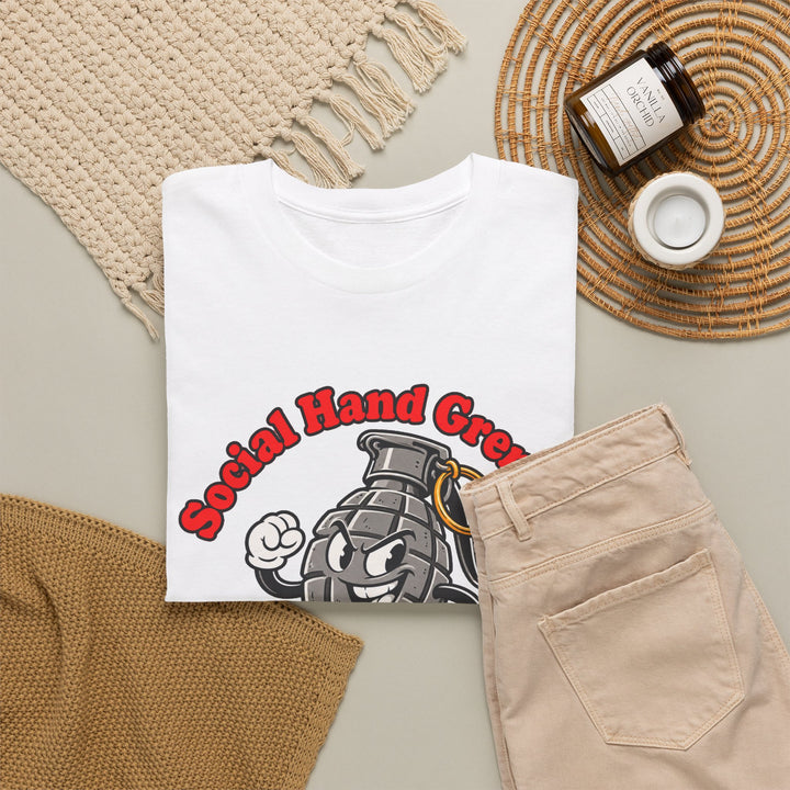 Social Hand Grenade military humour T-shirt by SW Gallus on a Gildan 5000 heavy cotton tee