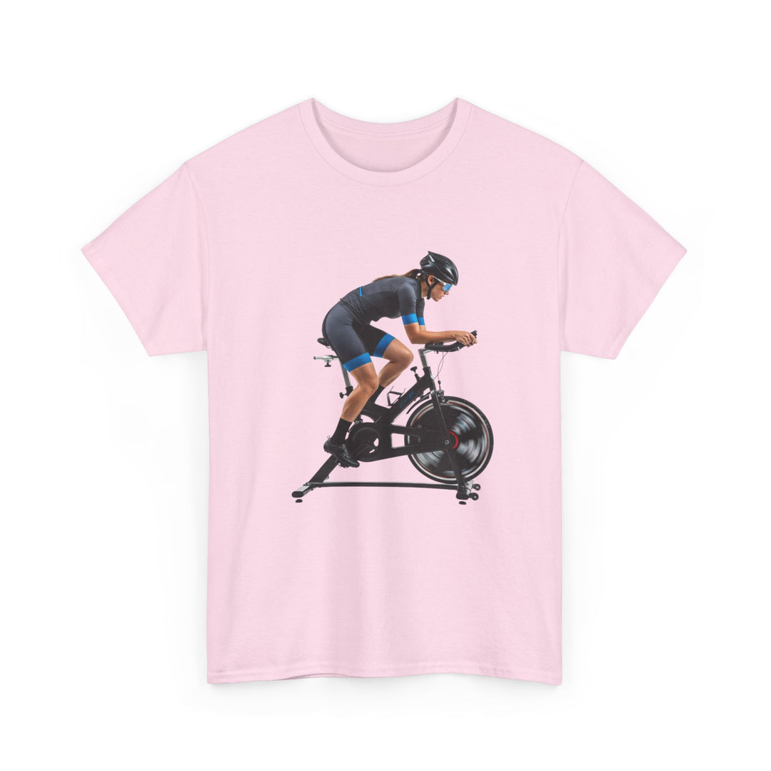 Spin Indoor Trainer T‑Shirt – lightweight, breathable cotton designed for indoor cycling. Comfortable, durable, and perfect for spin workouts and training.