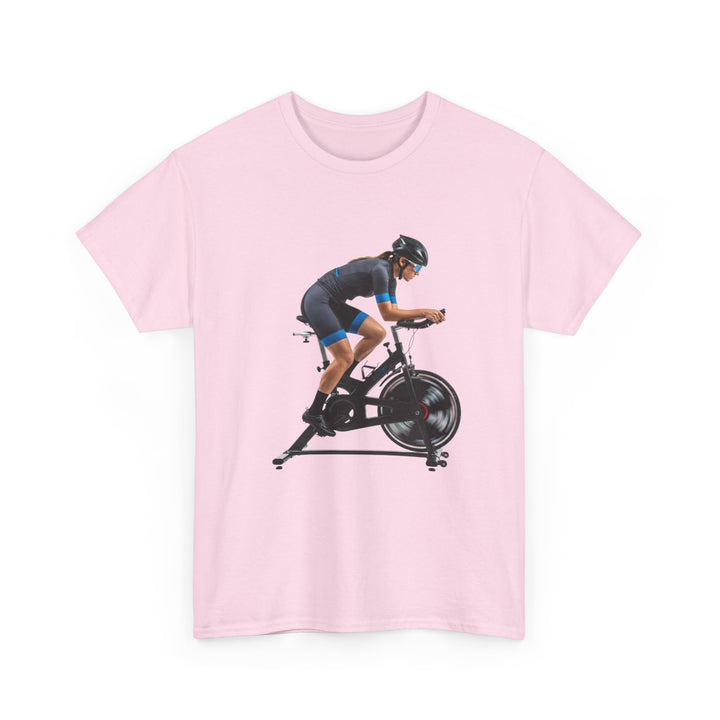 Spin Indoor Trainer T‑Shirt – lightweight, breathable cotton designed for indoor cycling. Comfortable, durable, and perfect for spin workouts and training.