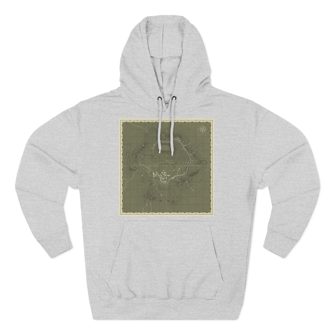 Gray hoodie by S&amp;W Gallus with a centered Isandlwana map print on the chest.