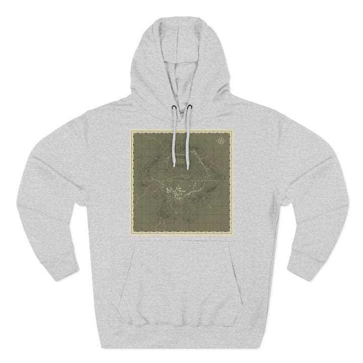 Gray hoodie by S&amp;W Gallus with a centered Isandlwana map print on the chest.