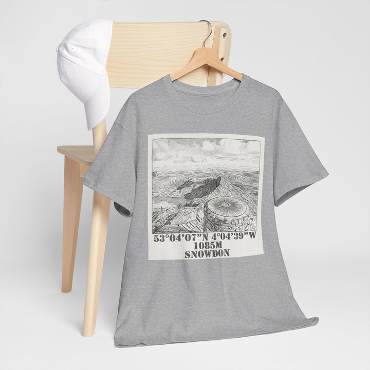 Snowdon Mountain Tee — Vintage Map Illustration with Coordinates