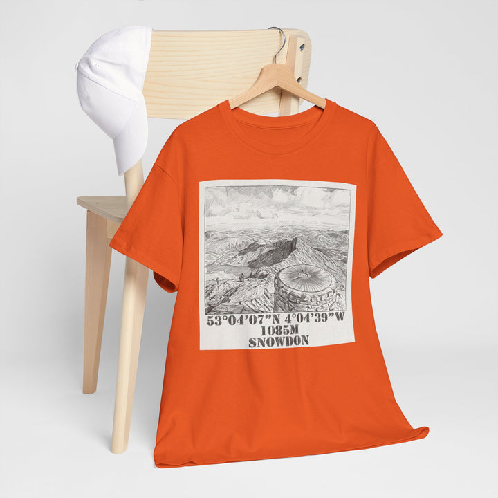 Snowdon Mountain Tee — Vintage Map Illustration with Coordinates