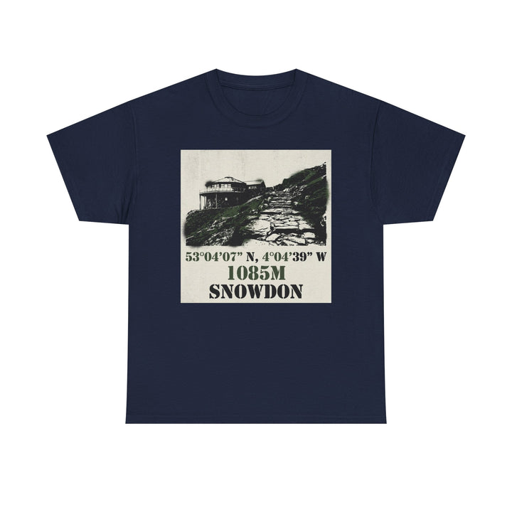 Snowdon 1085m Vintage Summit Tee — Mountain Coordinates Graphic T‑Shirt