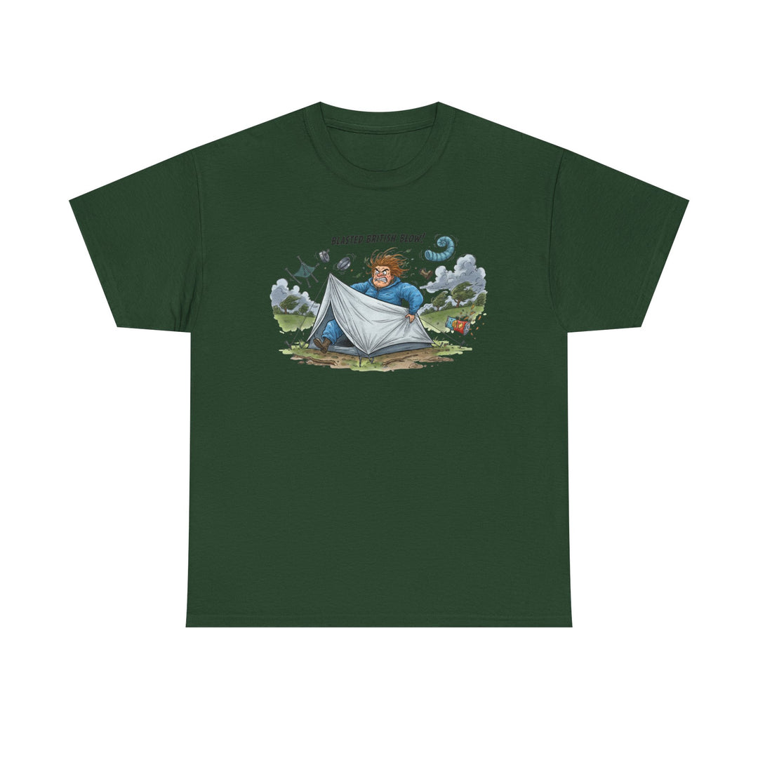 Blasted British Blow Graphic T-Shirt — Retro UK Camping Adventure Tee