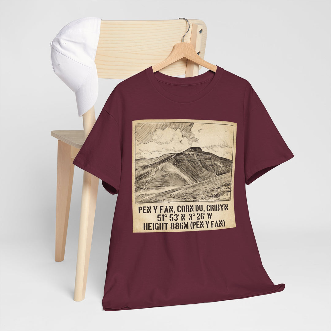 Pen y Fan Summit Coordinates T-Shirt — Vintage Mountain Peak Tee
