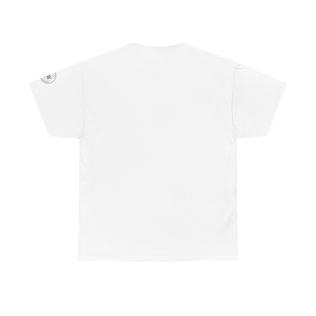 White t-shirt by S&amp;W Gallus with short sleeves, featuring a blank front and stamp on the arm.