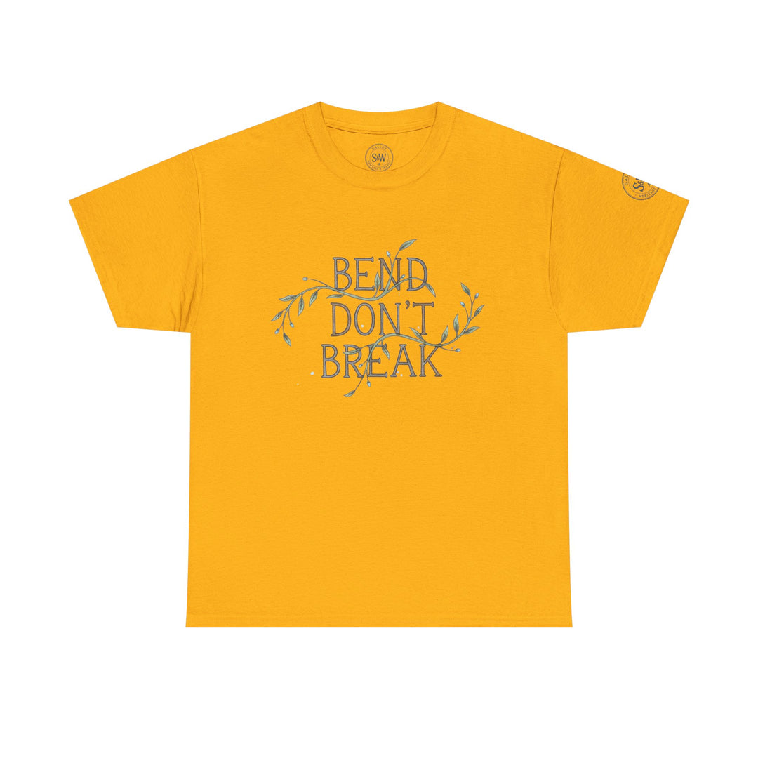 Mustard yellow t-shirt by S&amp;W Gallus with "Bend Don&