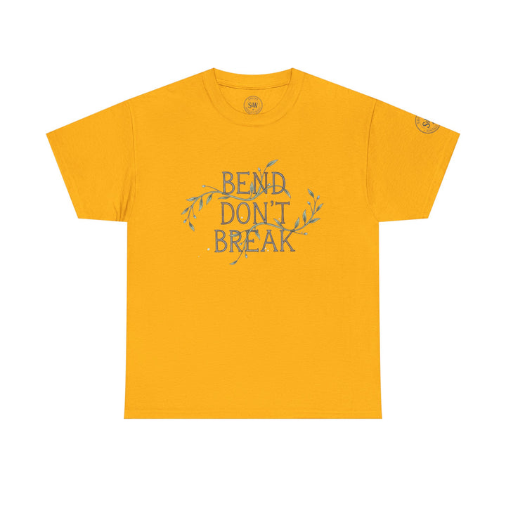 Mustard yellow t-shirt by S&amp;W Gallus with "Bend Don&