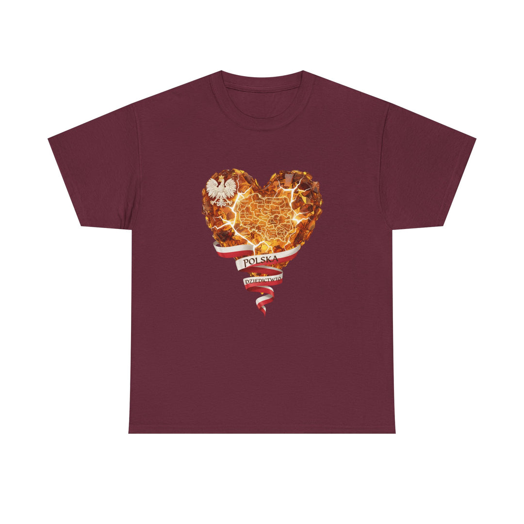 Polish Pride Heart Flame Tee | Polska Heritage T-Shirt