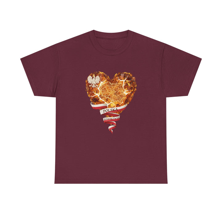 Polish Pride Heart Flame Tee | Polska Heritage T-Shirt
