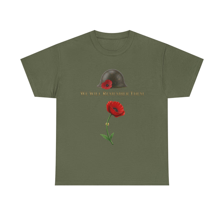 Poppy &amp; Helmet T-Shirt — Remembrance Floral Military Tribute Tee